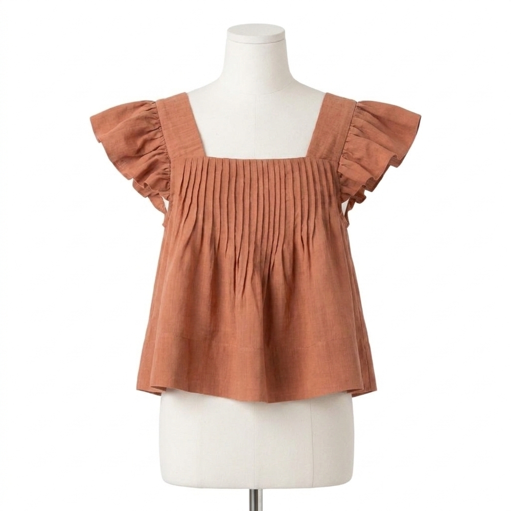 NEW SEA risa ramie with poly satin tank top in clay